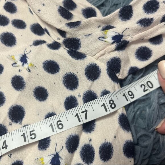 H&M x Anna Glover Crepe Blazer Jacket Cream Blue Butterfly Dotted Pattern Size 6 - Picture 5 of 7